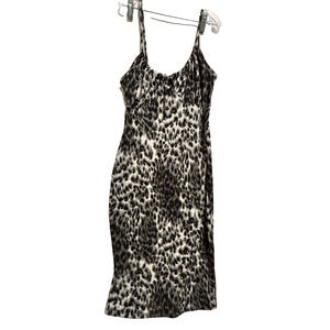 Forever Rose Animal Print Midi Dress Milkmaid y2k style glam party festival sz L